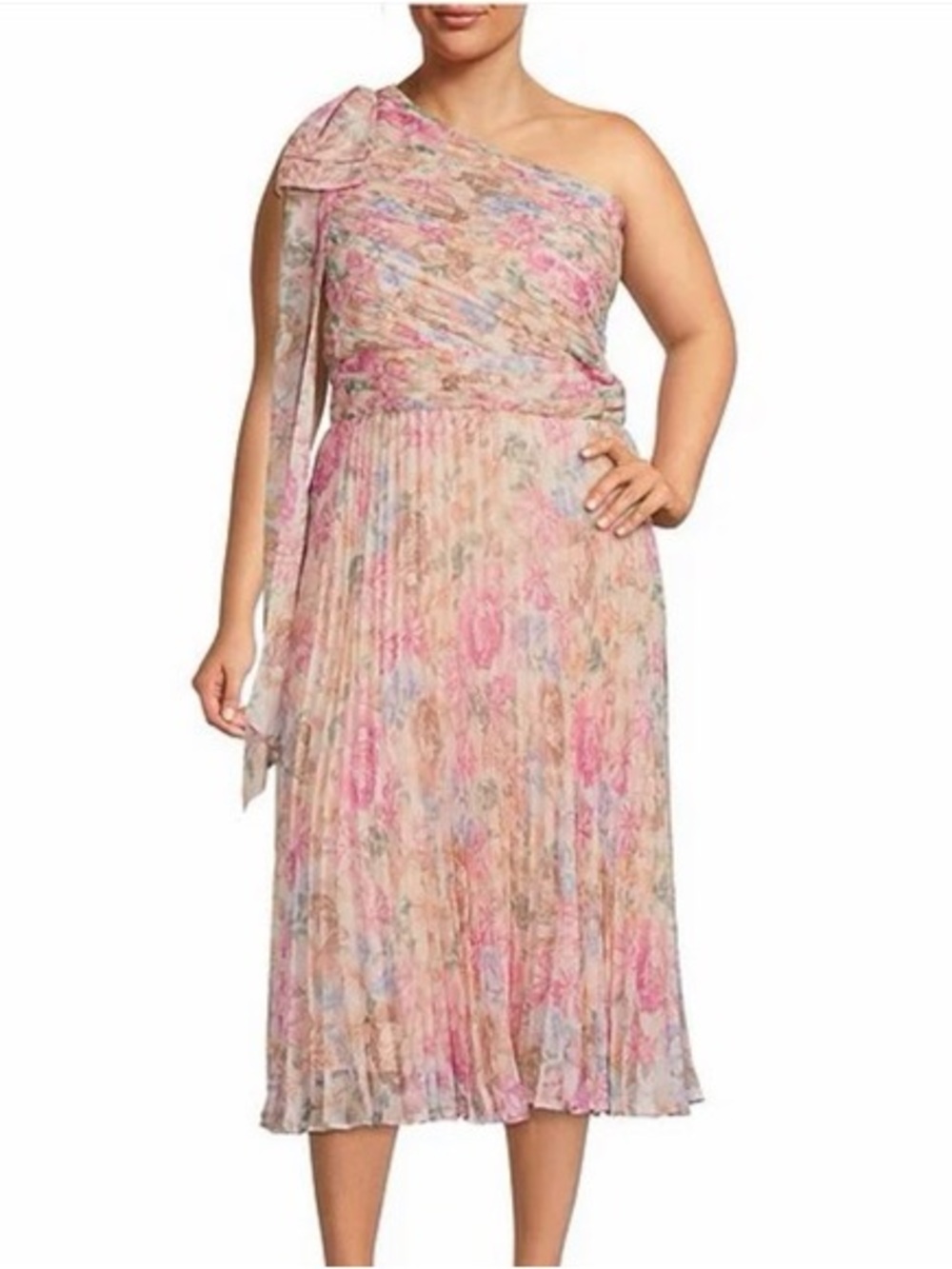 Alex Marie Emma Floral Print One Shoulder Midi Dress - Size 14P